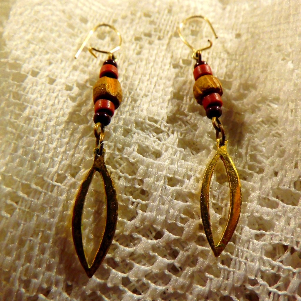 Mexican Hammered Gold With Seed / Wood Accenting